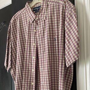 Ralph Lauren Men's Checkered Shirt - Red and Cream
